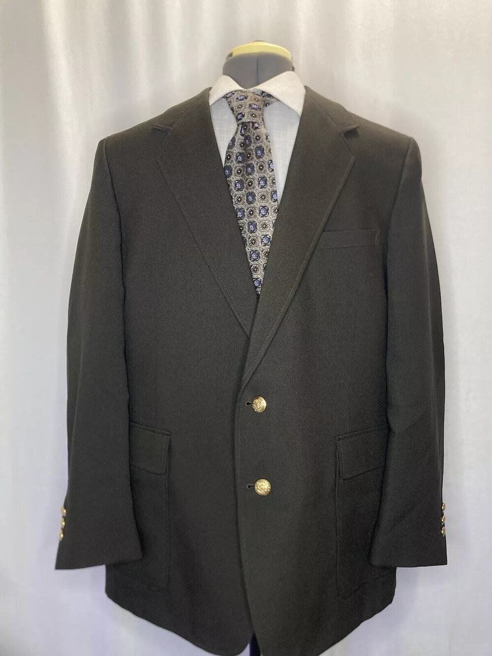 Mens 43R Blazer Brown Wool 2 Button XL Sport Coat Suit Jacket Foreman & Clark